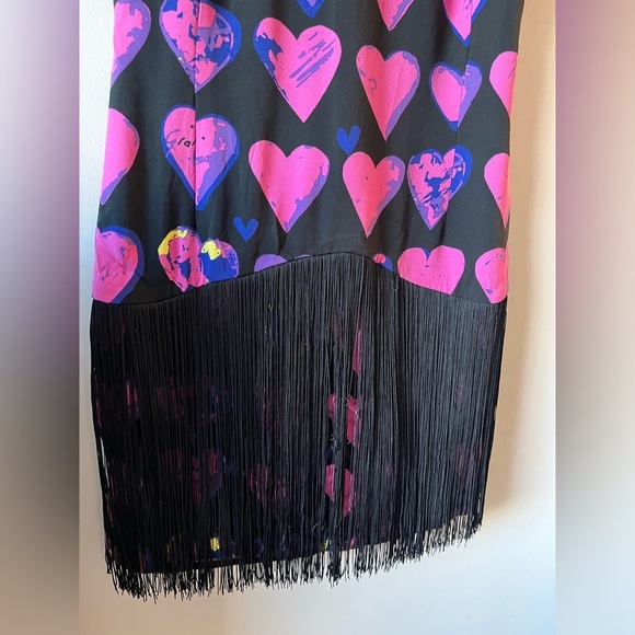 VERSACE X H&M 100% Silk Pink Heart Fringe Mini Dress - 6 - Picture 5 of 11